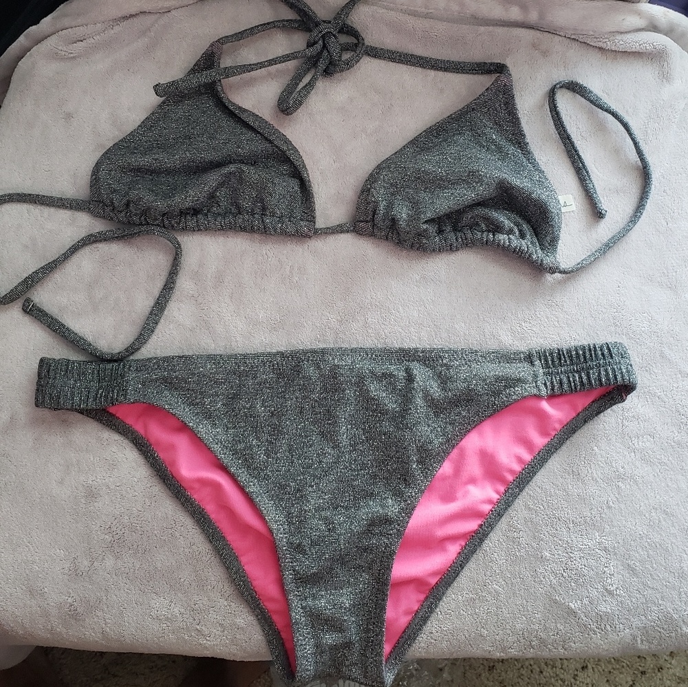Silver triangle bikini with Silver star